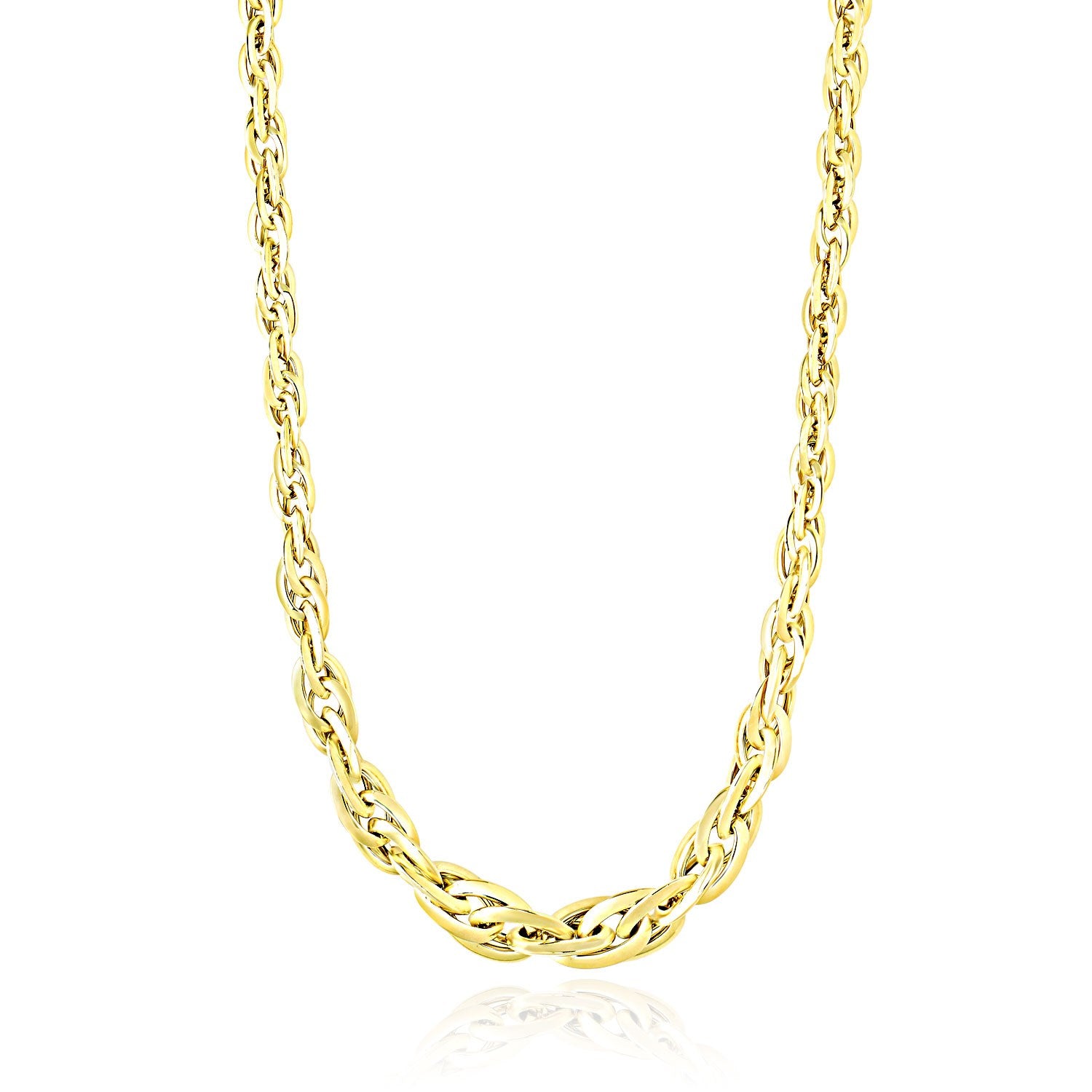 Polished Double Oval Link Chain Necklace in 14k Yellow Gold in a sleek high-contrast midnight luxury editorial style